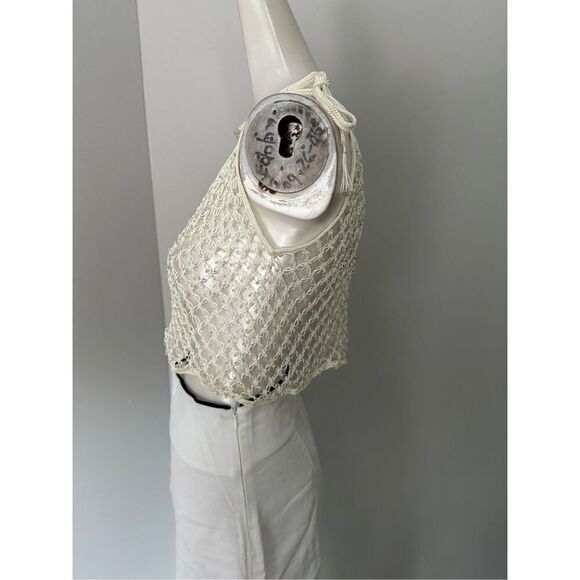MY BEACHY SIDE Crochet Net Beaded Top in Snow White ONE SIZE - Picture 4 of 7